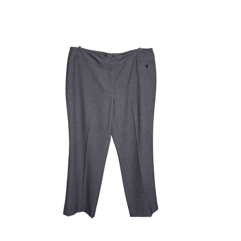 Atelier Luxe Straight Leg Dress Pants Gray Size 18W Stretch High Rise Career